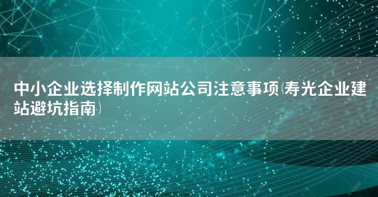 中小企业选择制作网站公司注意事项(寿光企